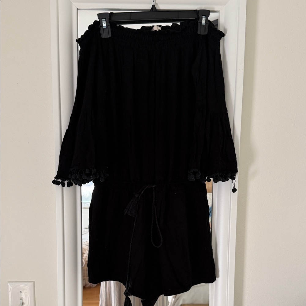 Anthropologie Black Off-Shoulder Romper